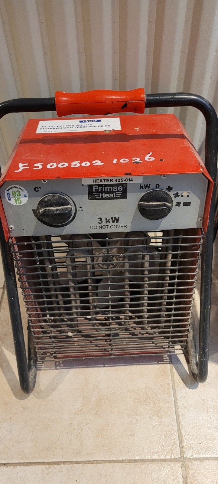 Primae Heat 3 kW Bouwkachel / Heater, Ophalen of Verzenden, Gebruikt, 800 watt of meer, Kachel