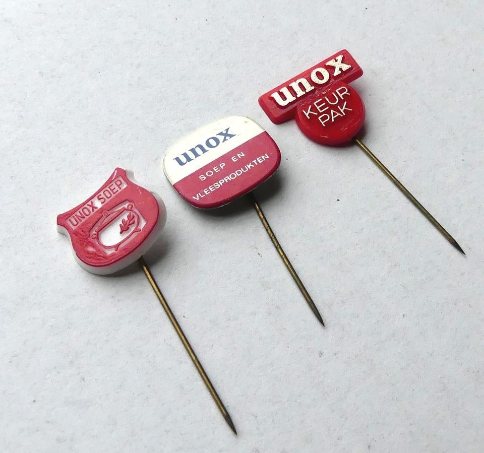 Unox speldjes oud speldje 3x soep vleesproducten keurpak, Ophalen of Verzenden, Gebruikt, Merk, Speldje of Pin