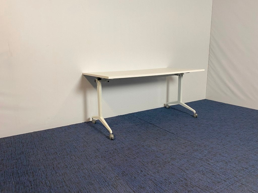 Verrijdbare/inklapbare tafel, wit blad, 160 x 80 cm., Ophalen, Met wielen, Gebruikt