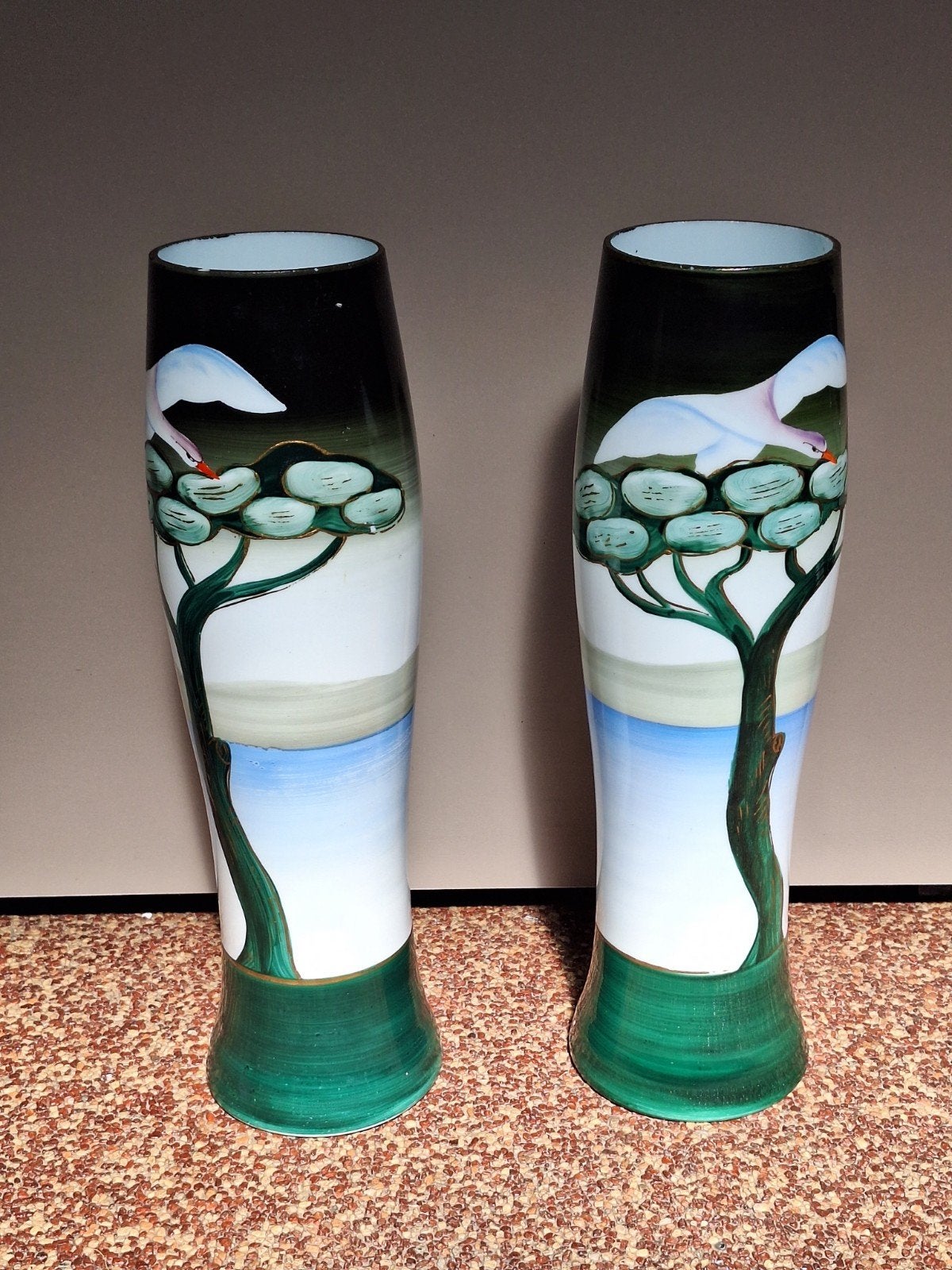 Prachtige Art Nouveau Jugendstil riviervazen- ca 1900- 32x8c, Ophalen of Verzenden