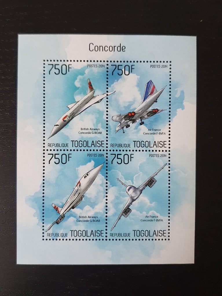 Togo 2014 Concorde Vliegtuig Michel 5712-5715 postfris, Verzenden, Postfris, Vliegtuigen