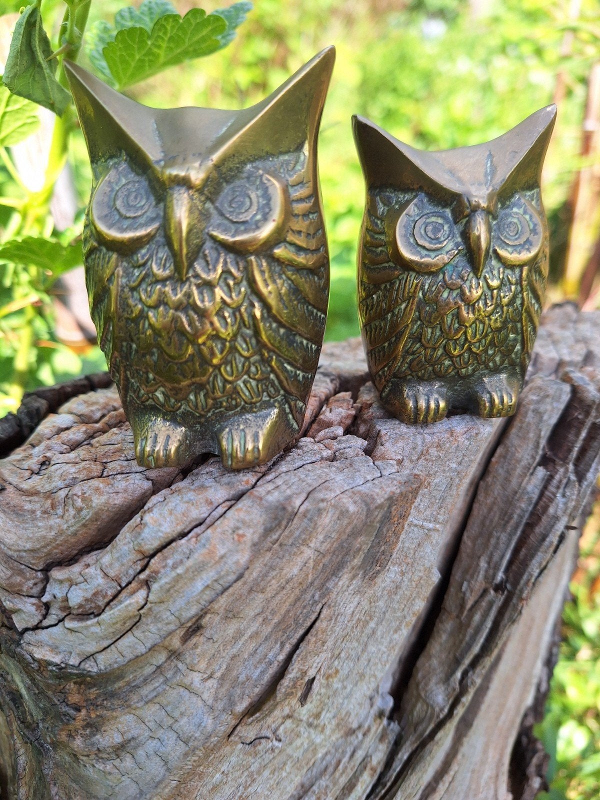 Set van 2 massieve messing uiltjes in Art Deco stijl, Ophalen of Verzenden