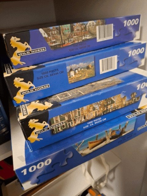 4 Wild Horse legpuzzels van 1000 stukjes, Ophalen of Verzenden, 500 t/m 1500 stukjes, Gebruikt, Legpuzzel