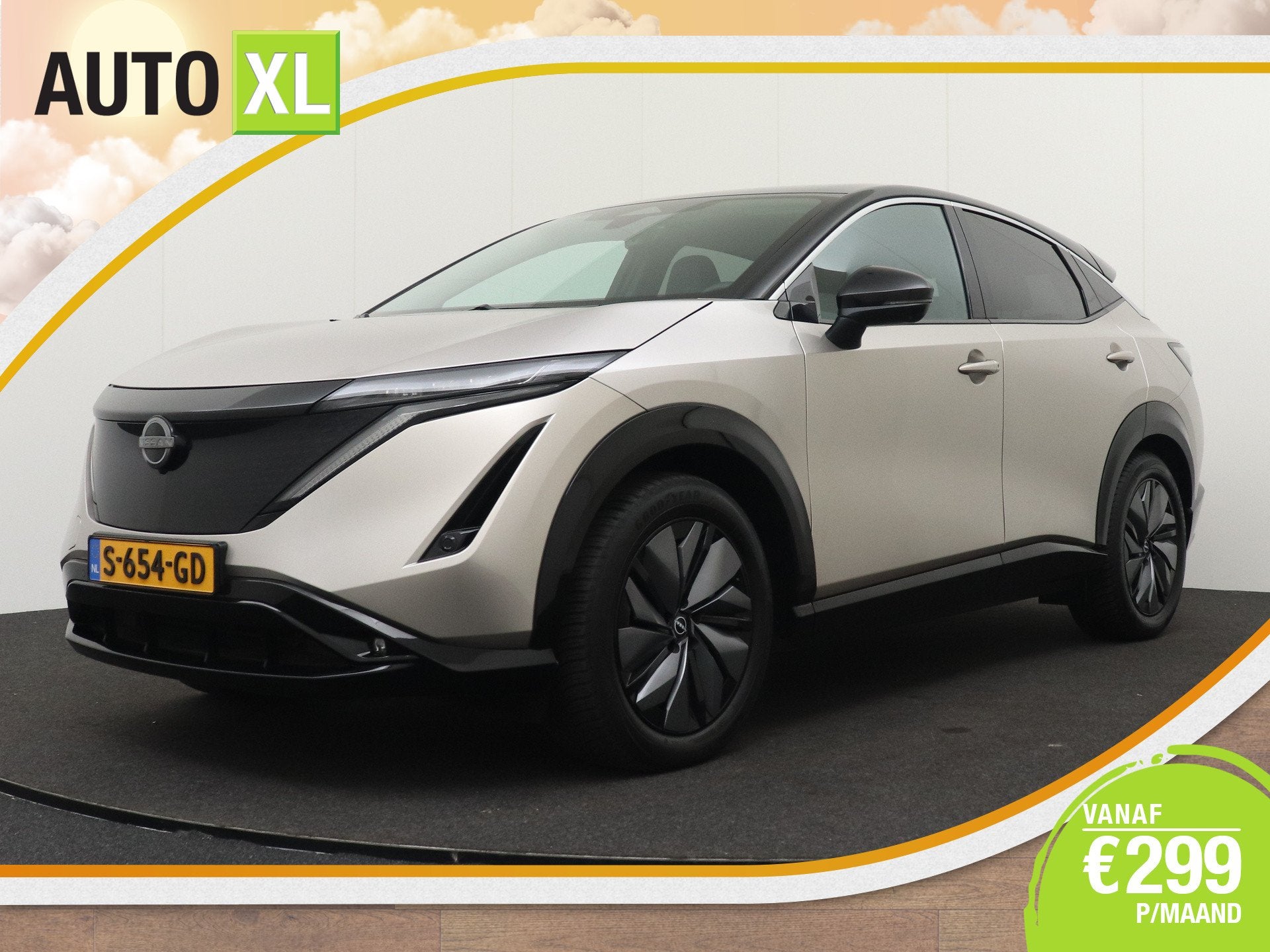 Nissan ARIYA Evolve 66 kWh (98%SOH) Warmtepomp Half-Leder Ca, Auto's, Dealer onderhouden, Gebruikt, Leder en Stof, 401 km