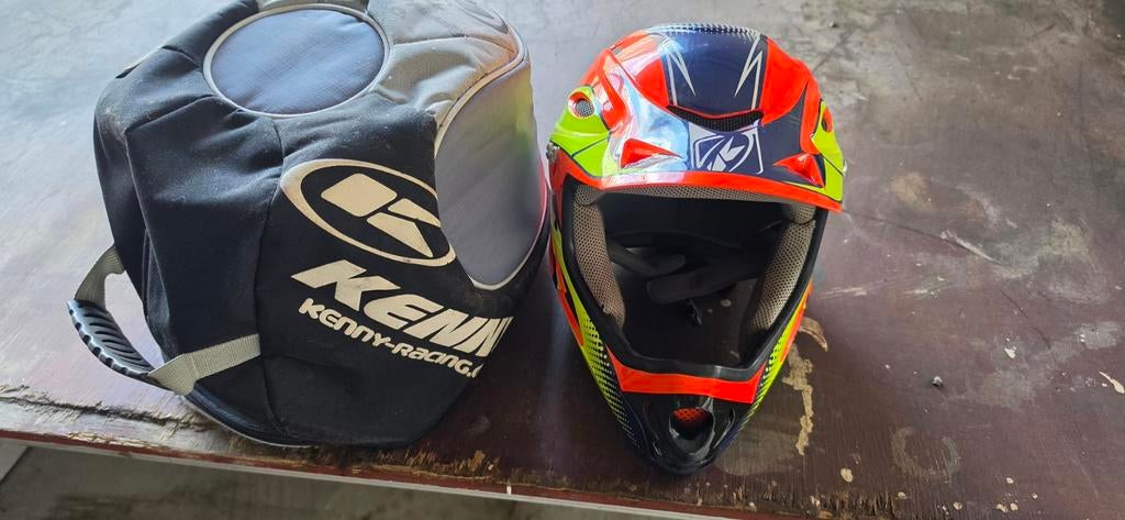 Kenny Racing BMX helm - Oranje/Geel/Blauw, Fietsen en Brommers, Fietsen | Crossfietsen en BMX, Ophalen