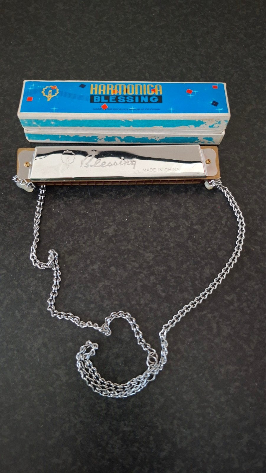 Blessing Mondharmonica met ketting en doosje, Ophalen of Verzenden