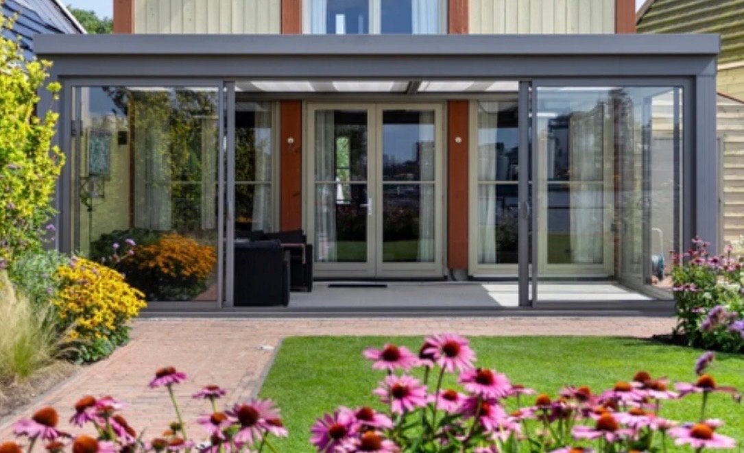 Openslaande deuren pui, Doe-het-zelf en Verbouw, Ophalen, Gebruikt, Buitendeur, Glas