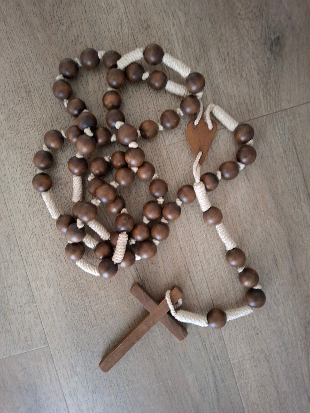 Houten Rozenkrans met Kruis - 150 cm, Antiek en Kunst, Ophalen of Verzenden