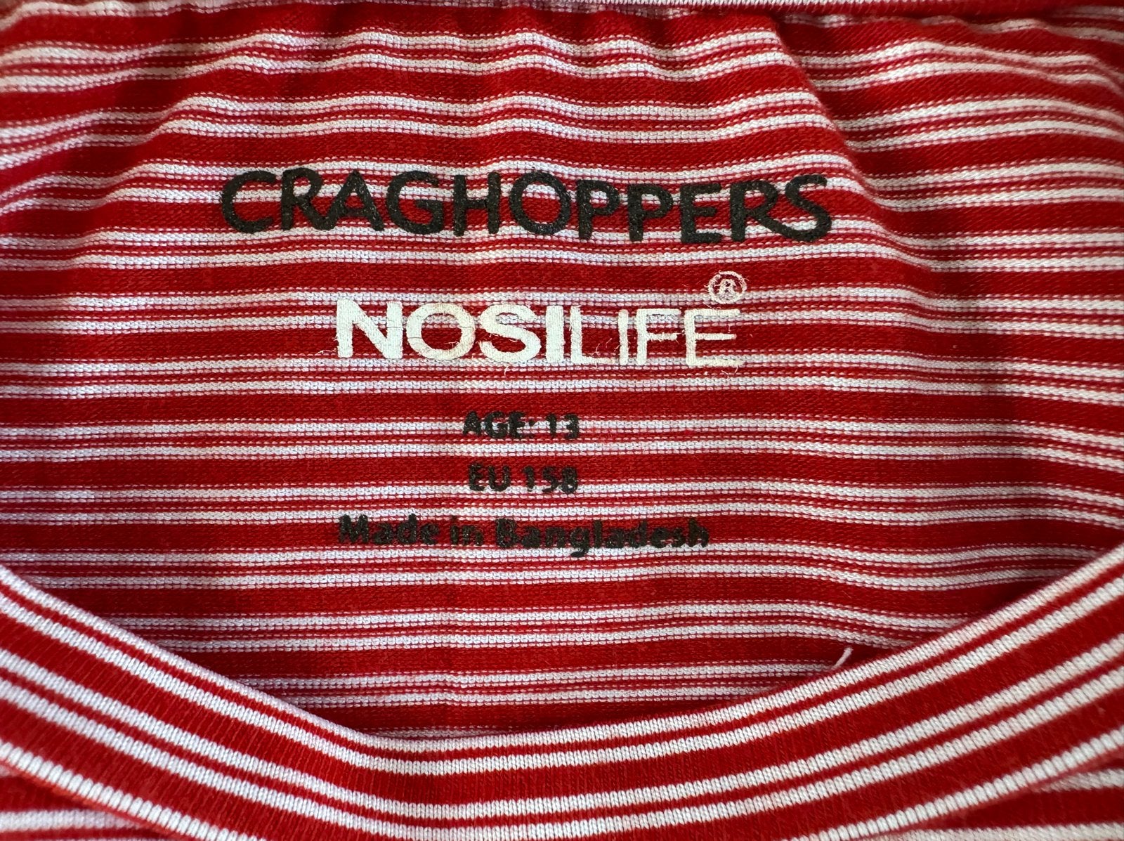 Nosilife Craghoppers shirt maat 13 jaar (rood/wit gestreept), Ophalen of Verzenden, Zo goed als nieuw, Jongen of Meisje, Shirt of Longsleeve