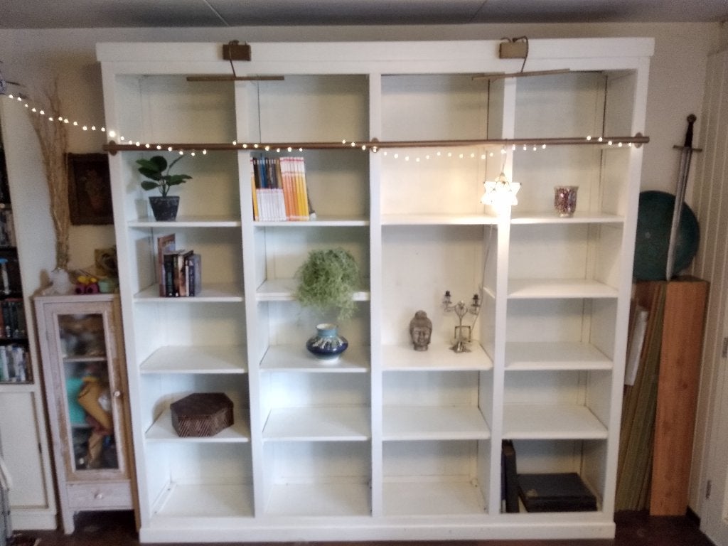 Witte boekenkast met ladder, Ophalen, Met plank(en), Gebruikt, 200 cm of meer