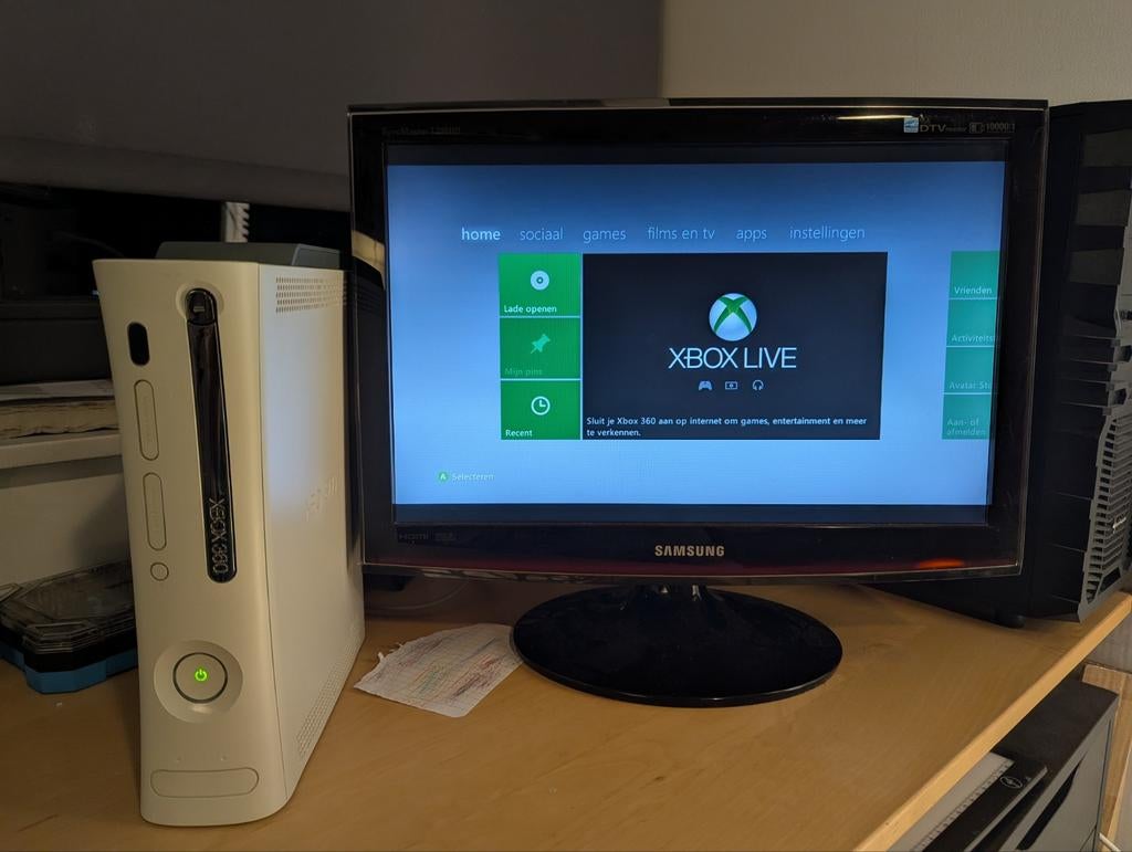 Xbox 360 Wit, Fat Model, 60GB HDD, HDMI, Gebruikt, 360 Pro of Premium, Ophalen of Verzenden, Zonder controller
