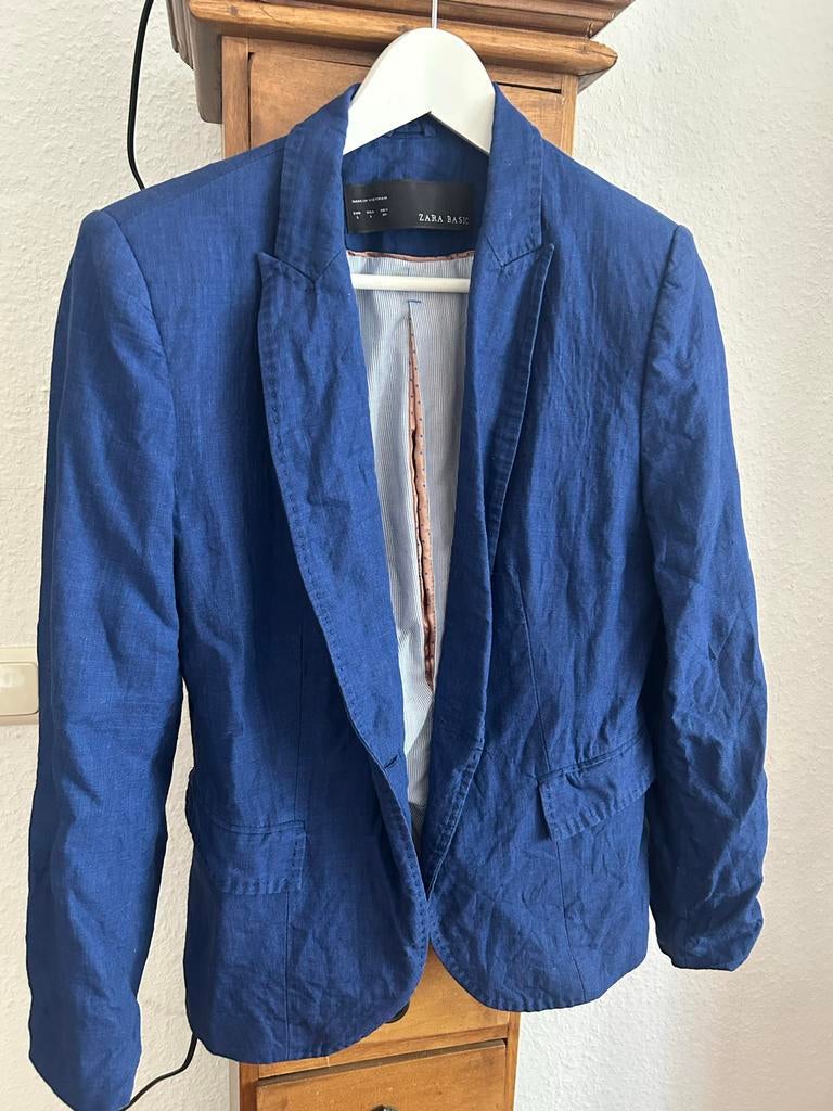 Zara Basic Linnen Jasje Blauw valt als ruime S, Blauw, Ophalen of Verzenden, Zo goed als nieuw, Jasje