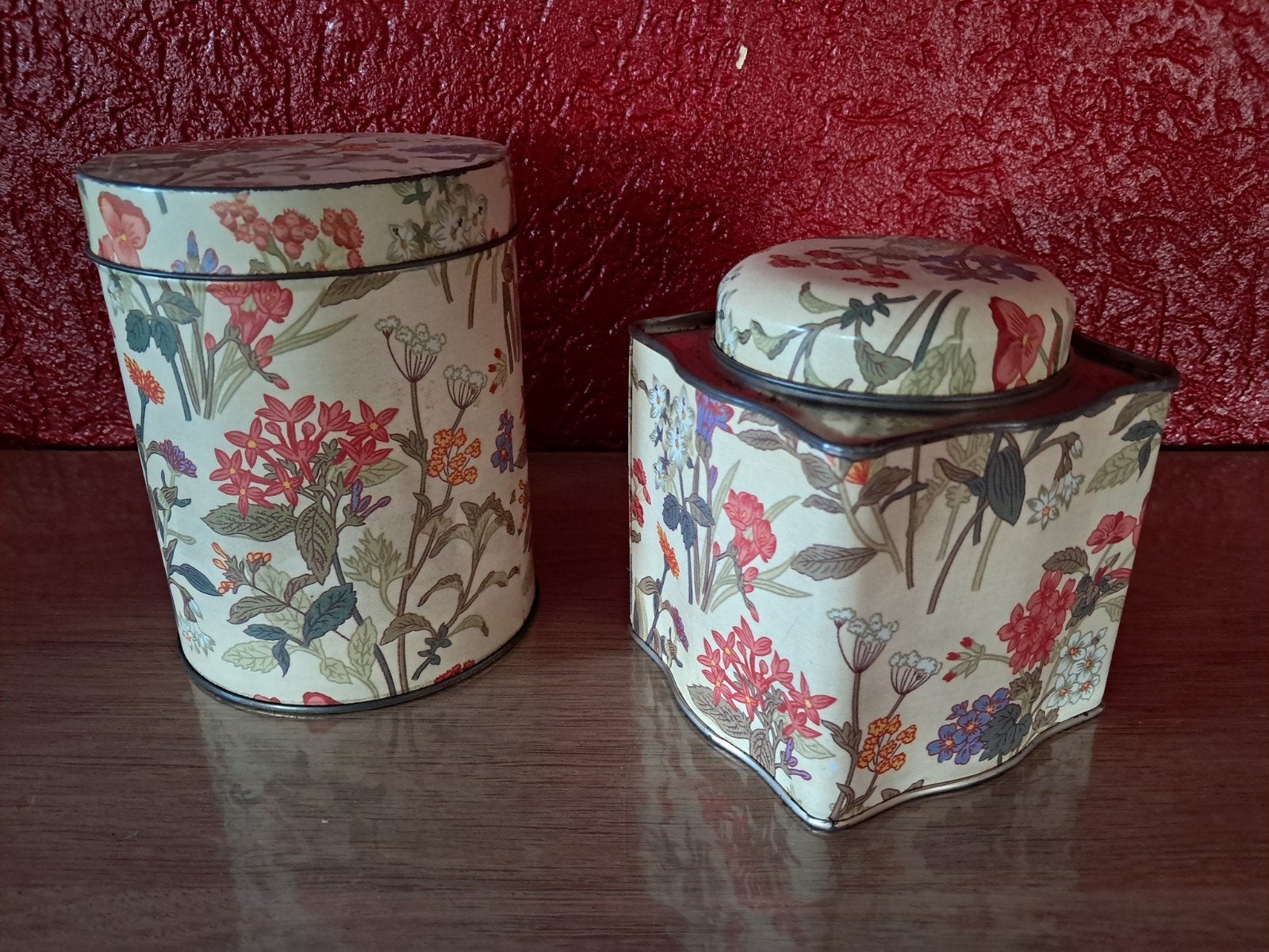 Prachtige vintage set van 2 metalen voorraadblikken., Verzamelen, Blikken, Ophalen of Verzenden