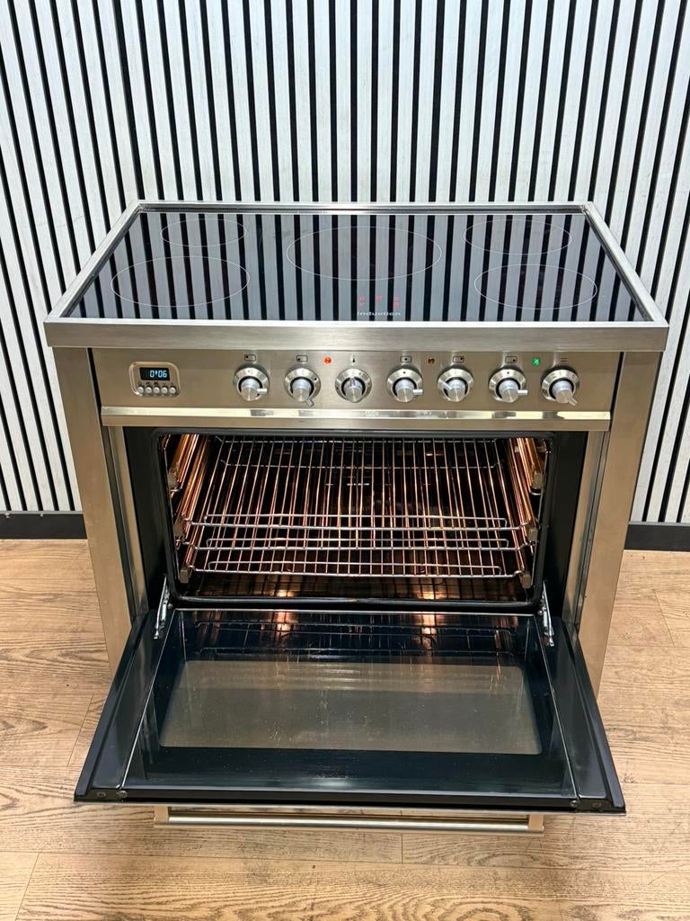 Luxe RVS Boretti Inductie Fornuis met 5 zones 90 cm, Witgoed en Apparatuur, Hete lucht, Fornello Esperta, Ophalen of Verzenden