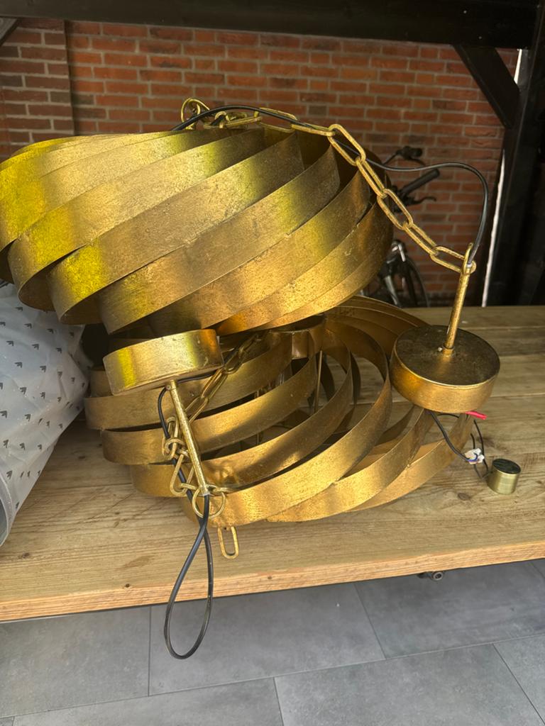 PTMD Plafondlamp Goud - 22x55 cm 2 x, Ophalen of Verzenden, Gebruikt, Metaal, Minder dan 50 cm