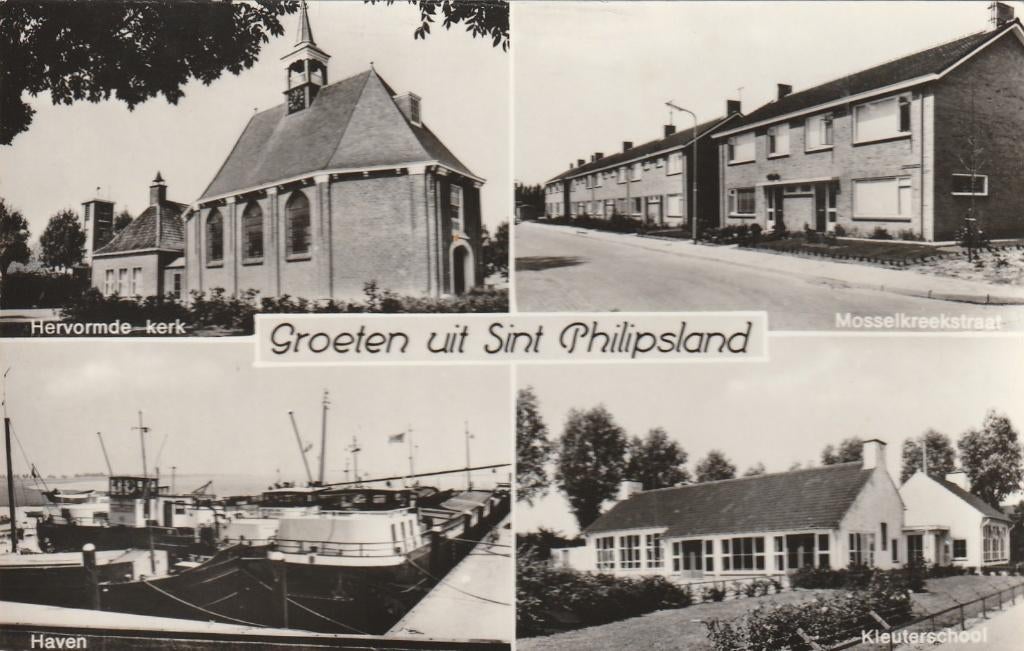 ST. PHILIPSLAND Kerk Haven Mosselkreekstraat School, Verzenden, 1960 tot 1980, Gelopen, Zeeland