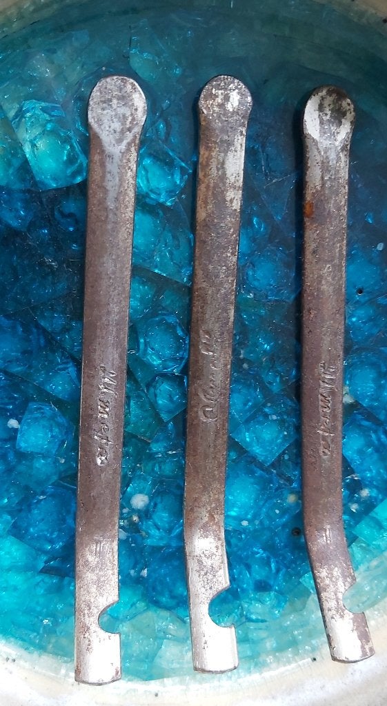 3 Vintage Bandenlichters Kmeto - Smeedstaal (jaren'30-'50)., Ophalen of Verzenden