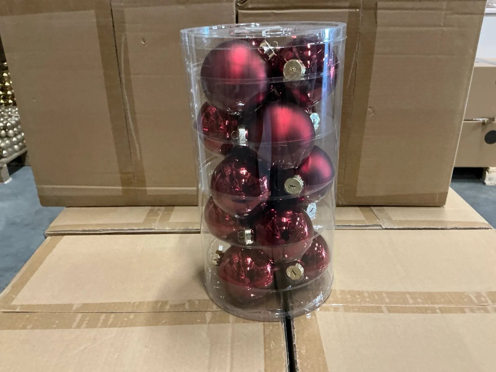 Kerstballen 80mm burgundy red - nieuw in verpakking, Diversen, Ophalen, Nieuw
