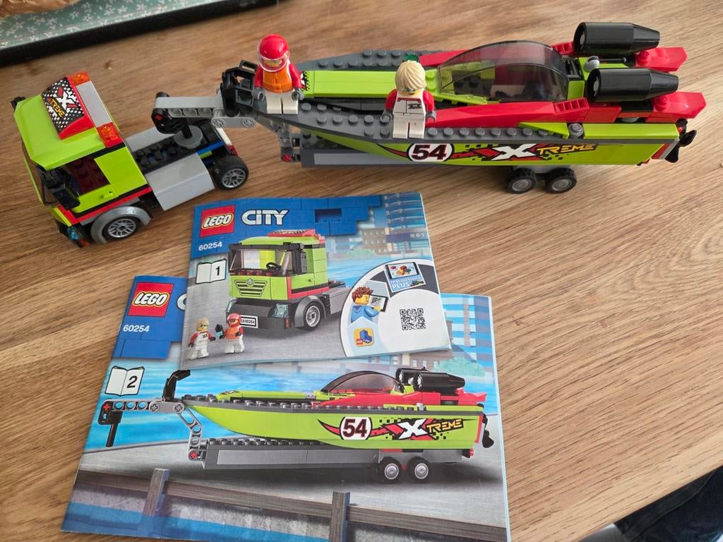 LEGO City 60254 Raceboot Transporter met instructies, Compleet, City, Lego, Ophalen of Verzenden