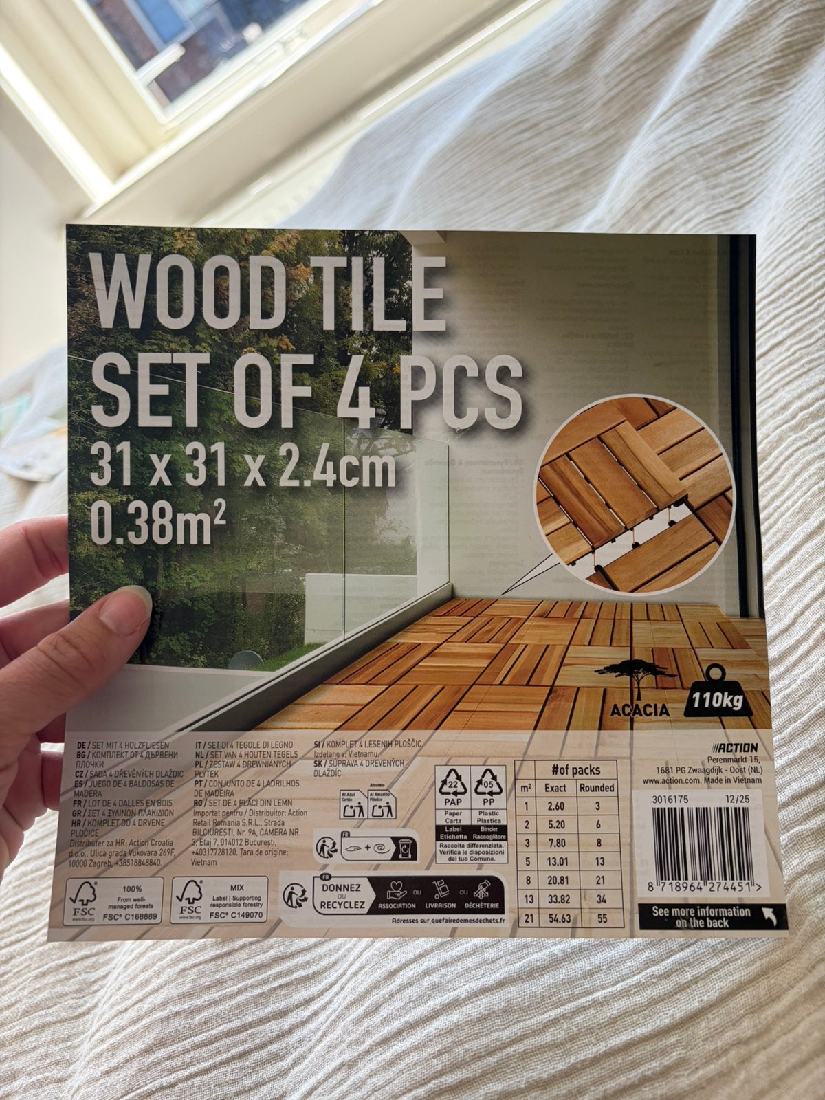 GEZOCHT / GEVRAAGD houten vlonder tegels Action, Ophalen, Zo goed als nieuw, Hout