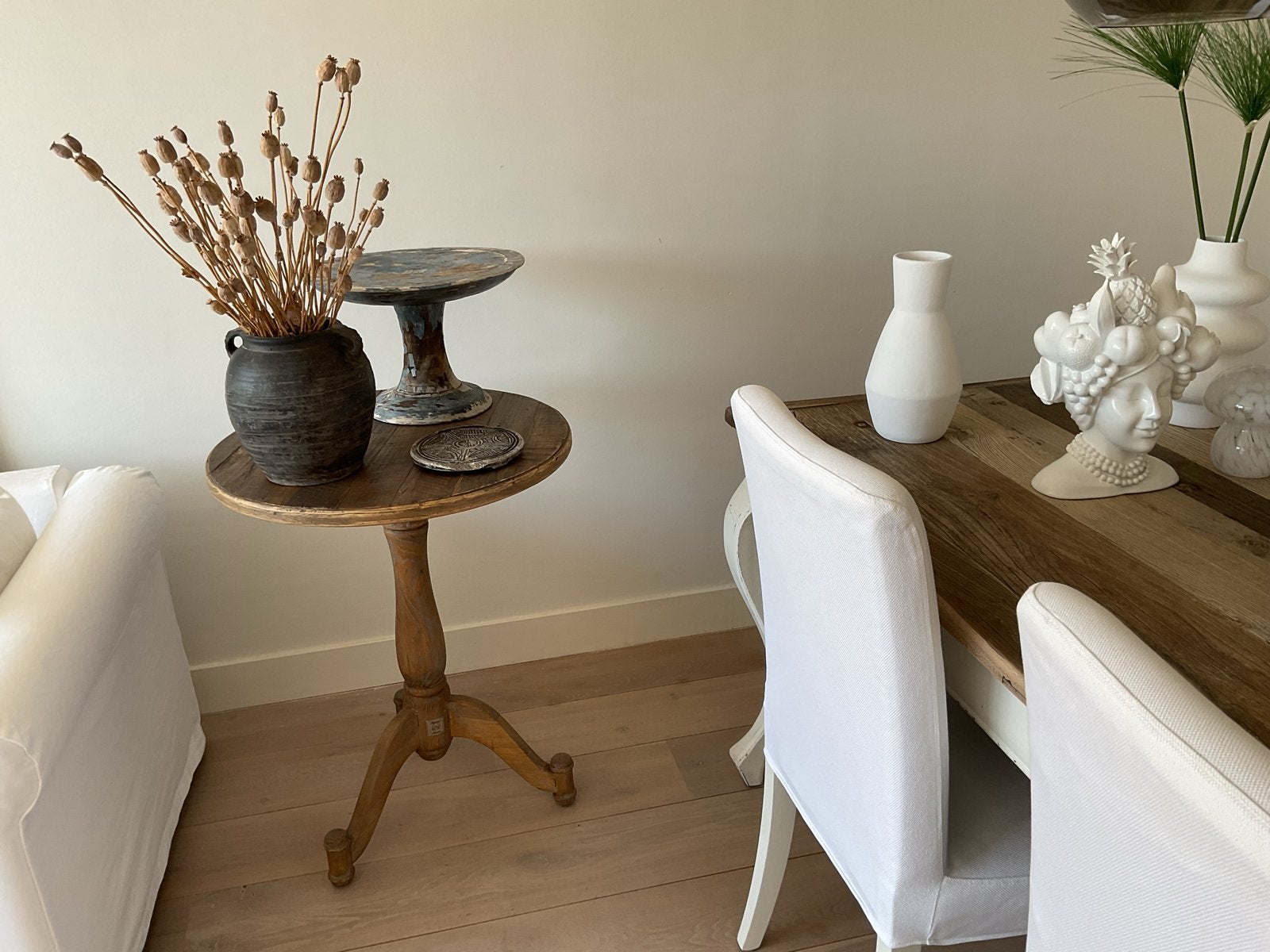 Riviera Maison bijzettafel - Hoogte 78 cm, Doorsnede 60 cm, Huis en Inrichting, Tafels | Bijzettafels, Ophalen, Rond, Zo goed als nieuw