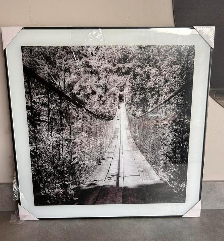Grote nieuwe lijst met prent Hangbrug, Ophalen, Zo goed als nieuw, Schilderij, Minder dan 50 cm