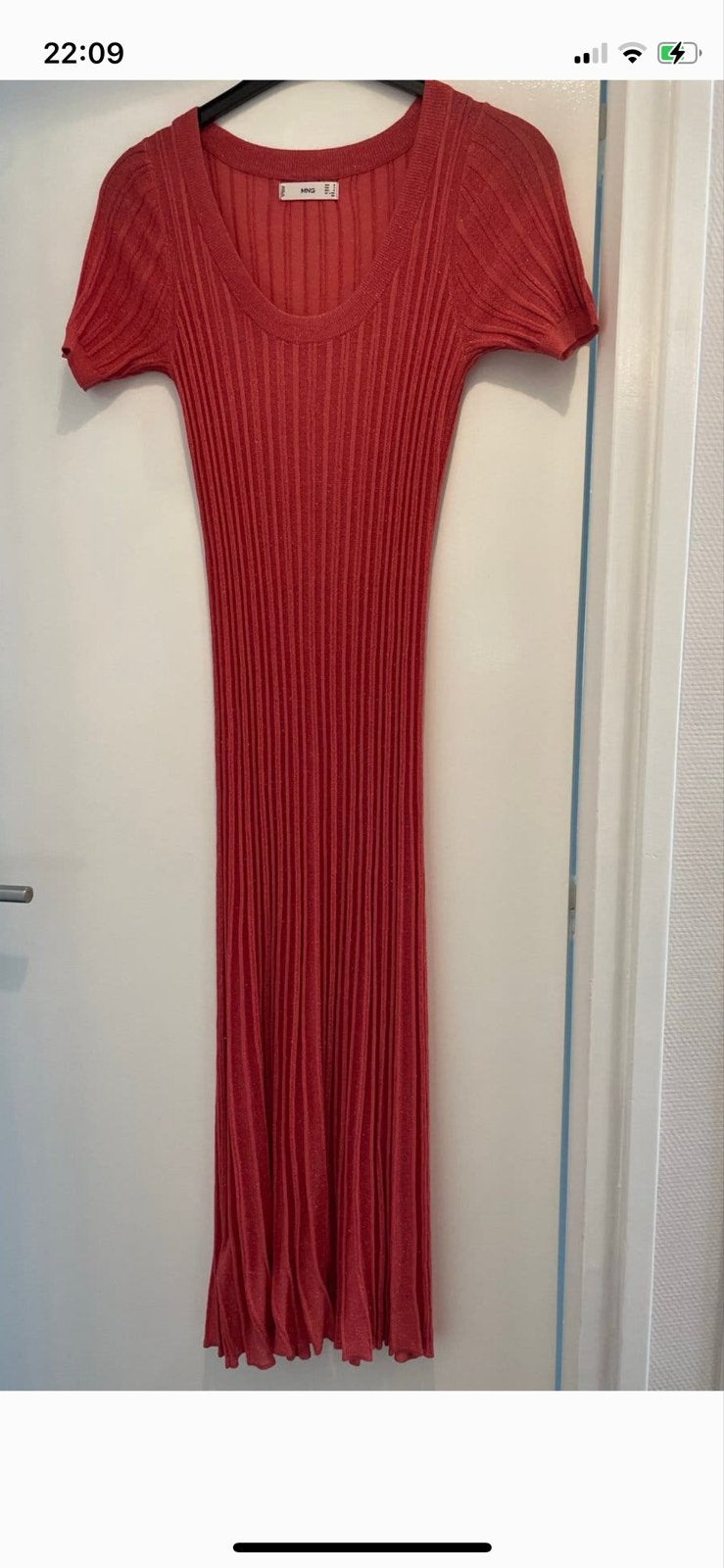 MNG geribbelde maxi-jurk in koraalrood-Maat M, Kleding | Dames, Nieuw, Ophalen, Maat 38/40 (M), Rood