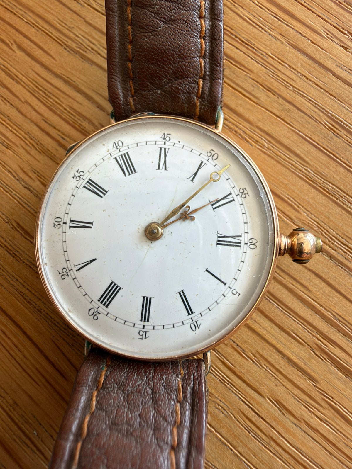 Antiek dames horloge rose goud cylindre 8 rubis, Ophalen of Verzenden