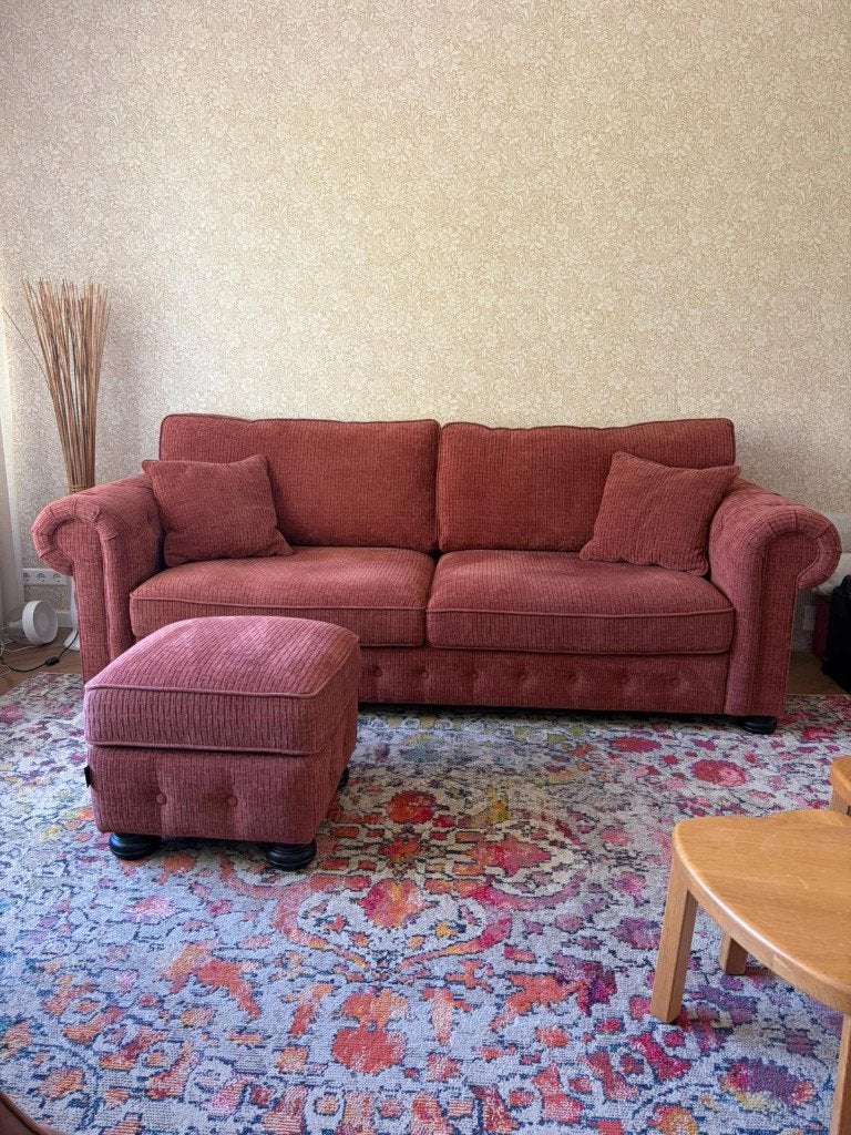 Urban Sofa royale 3 zits bank met voetenbank., Ophalen, Minder dan 75 cm, Chesterfield, Driepersoons