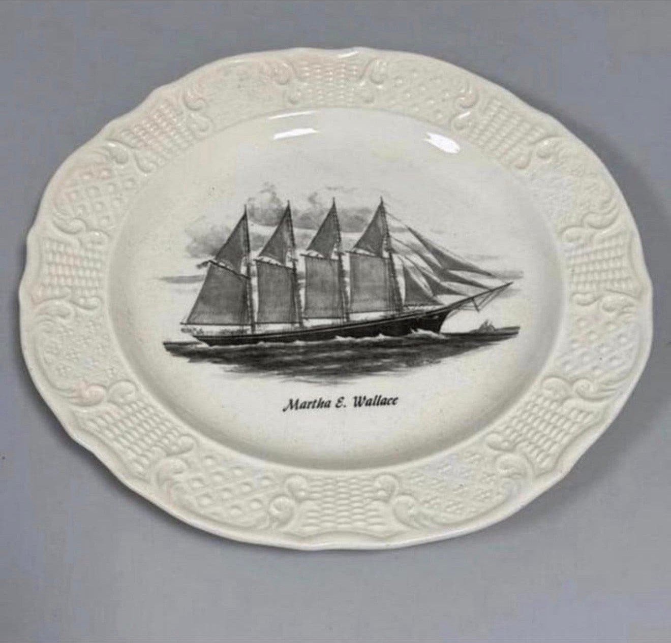 Antiek Wandbord bord schoener Martha E. Wallace schip boot, Ophalen of Verzenden