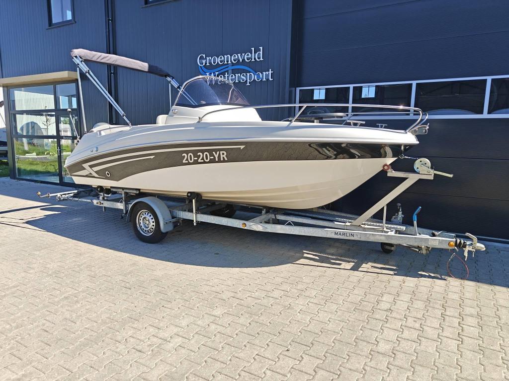 Prins 555 open - 90 pk Honda | + trailer | 200 hr. | 65 km/u, Watersport en Boten, 70 pk of meer, Gebruikt, 3 tot 6 meter, Polyester