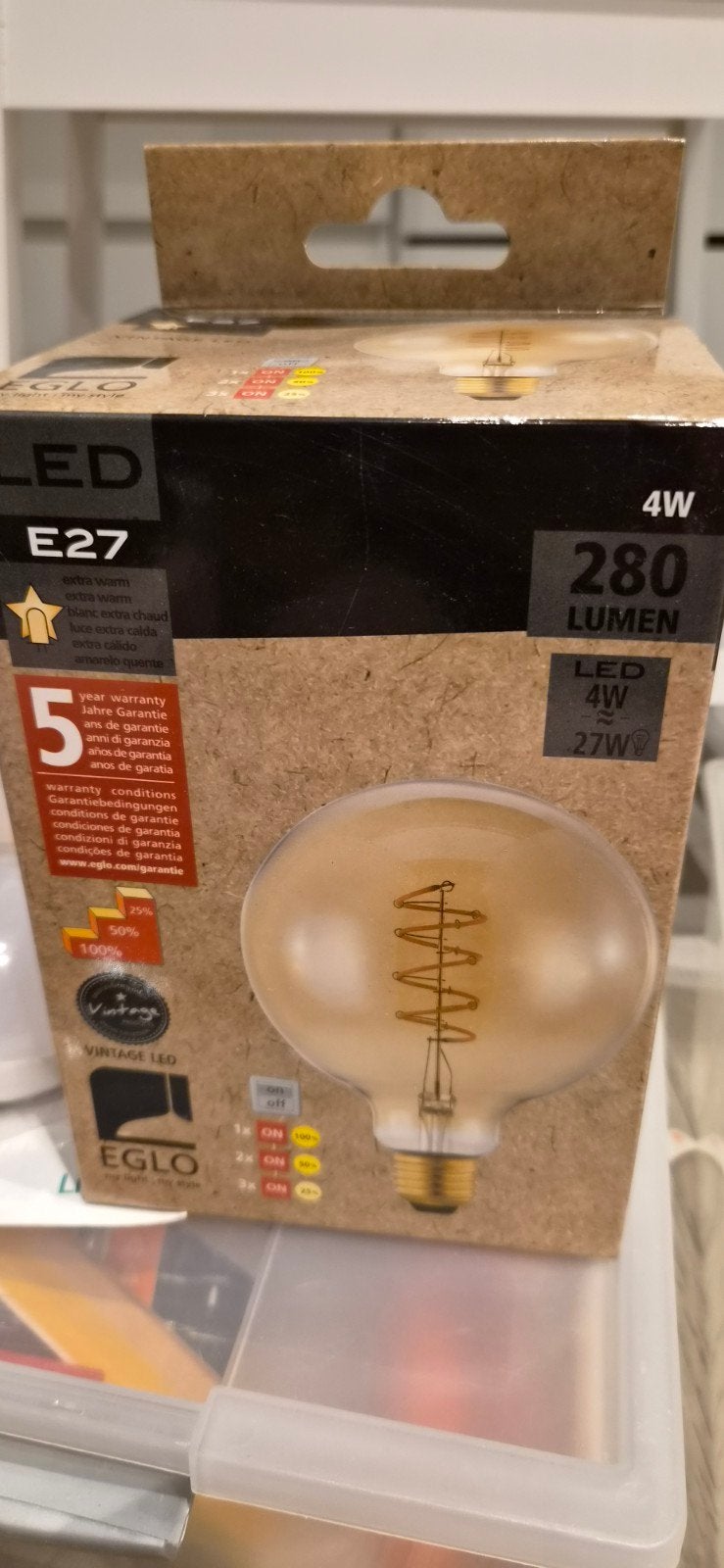 EGLO Vintage LED Lamp E27, 280 Lumen, Dimbaar, Nieuw, Ophalen of Verzenden, Nieuw