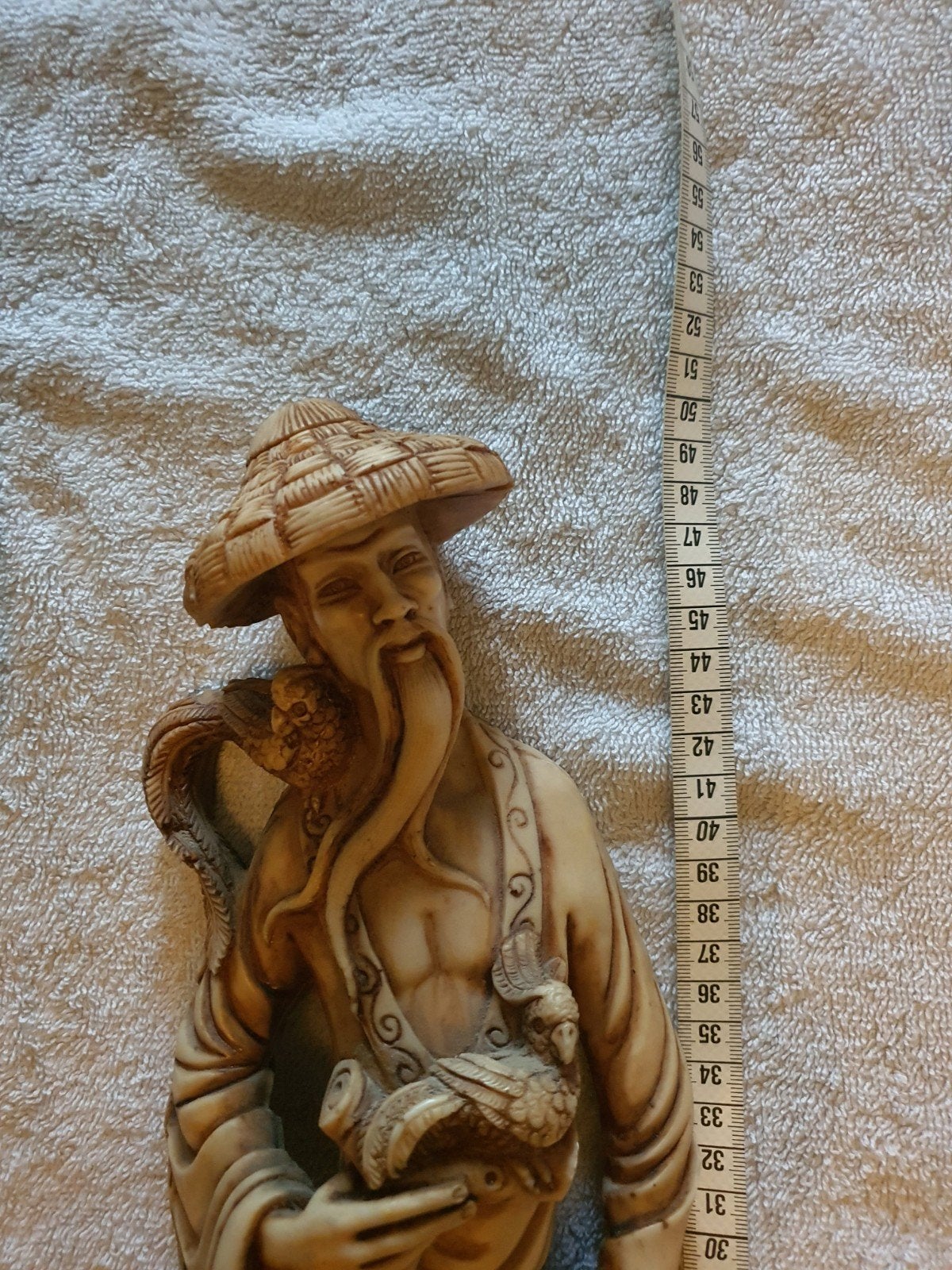 Oud Vintage Ivorine Chinese Set Beeld Vrouw Man Papagaaien e, Ophalen of Verzenden