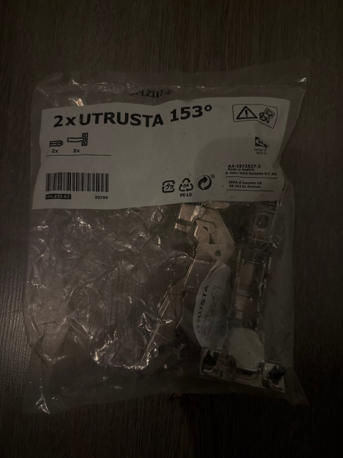 IKEA UTRUSTA Scharnieren 153 graden (2 stuks), Ophalen, Nieuw, Overige materialen, Scharnier