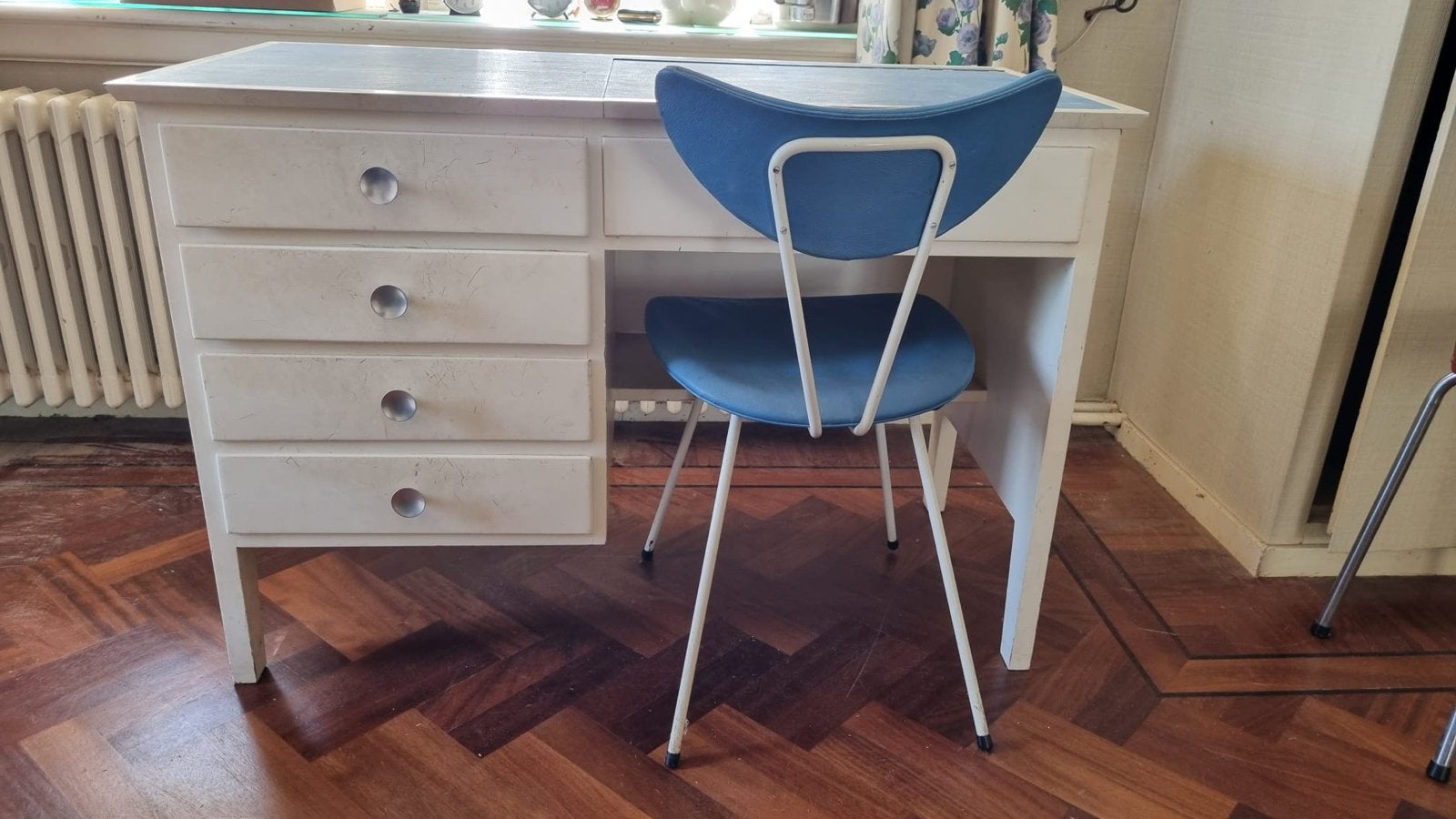 Kaptafel/Buro met stoel, Gispen stijl jaren '60, Ophalen, Gebruikt, 100 tot 150 cm, Minder dan 100 cm