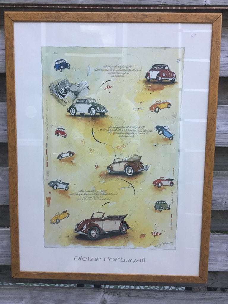 Volkswagen  VW kever beetle poster DIETER PORTUGALL., Ophalen, Zo goed als nieuw, Auto's