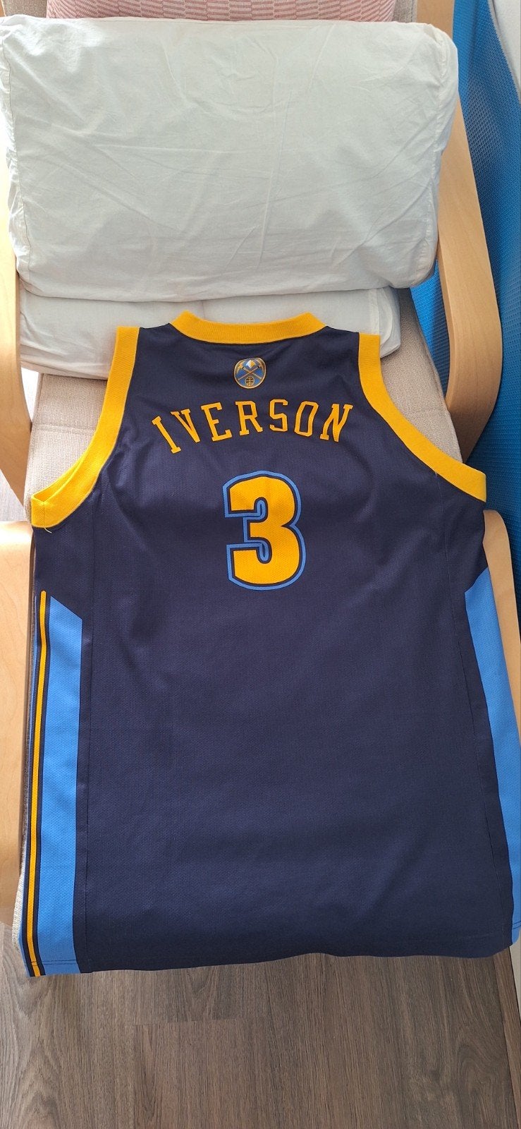 Vintage Champion NBA Denver Nuggets Iverson Jersey + Cap, Blauw, Maat 56/58 (XL), Ophalen of Verzenden, Zo goed als nieuw