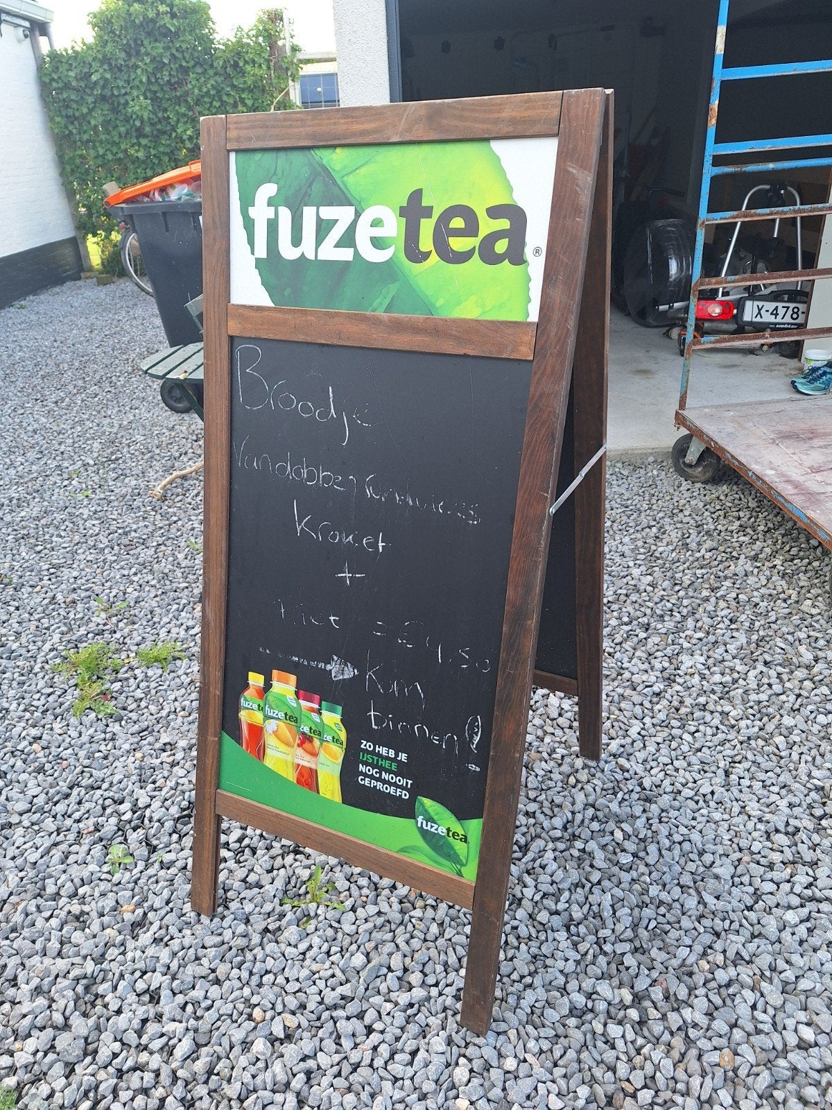 Fuze Tea stoepbord / krijtbord, Verzamelen, Ophalen, Gebruikt