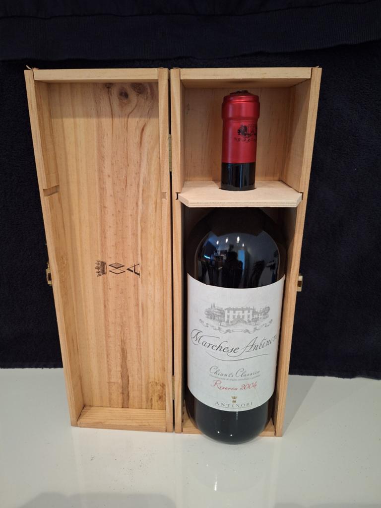Marchese Antinori Chianti Classico Riserva 2004 houten kist, Zo goed als nieuw, Rode wijn, Vol, Italië