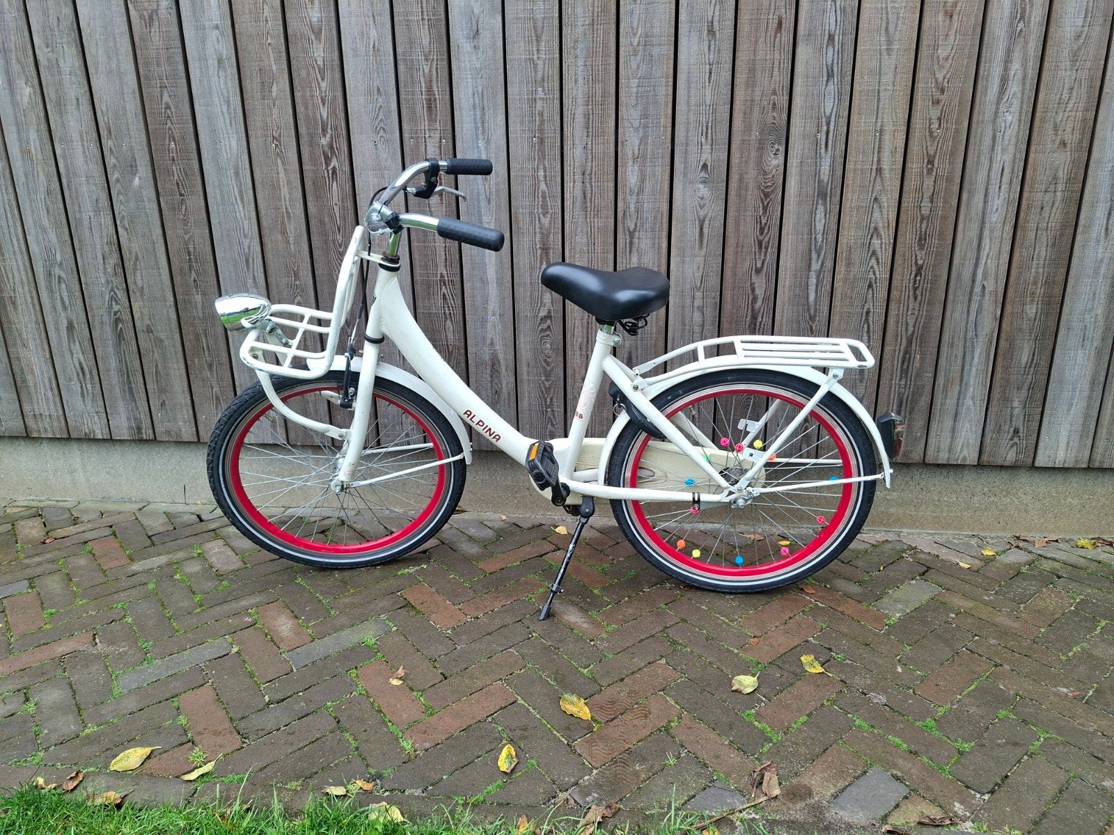Alpina kinderfiets - 22nch - Wit met rode velgen, Terugtraprem, 22 inch, Gebruikt, Alpina