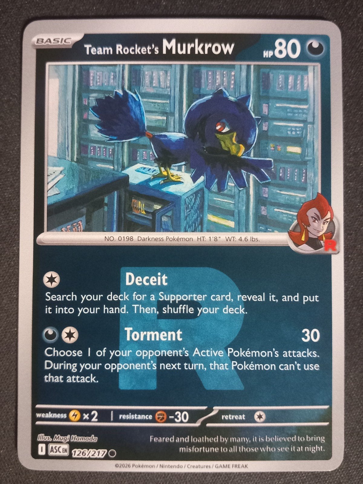 Rocket's Murkrow 126/217 Ascended Reverse Pokeball Excellent, Verzenden, Zo goed als nieuw, Losse kaart, Foil