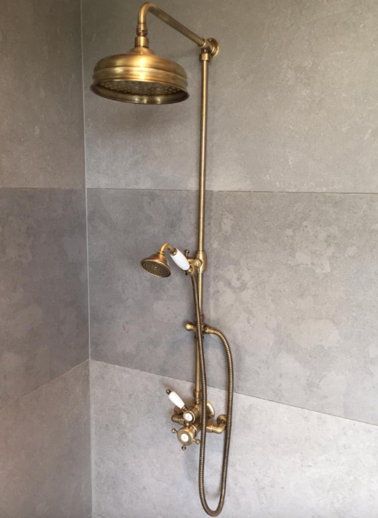 Huber Victorian Thermostatische Doucheset 20cm Brons, Ophalen, Gebruikt, Koper, Douche