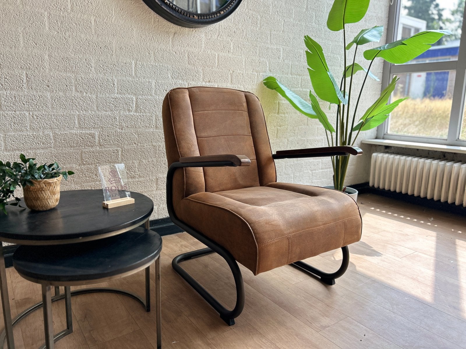 Fauteuil Ivar Cognac | Industriële Design Fauteuil |Topstaat, Ophalen, Minder dan 75 cm, Luxe, Zo goed als nieuw