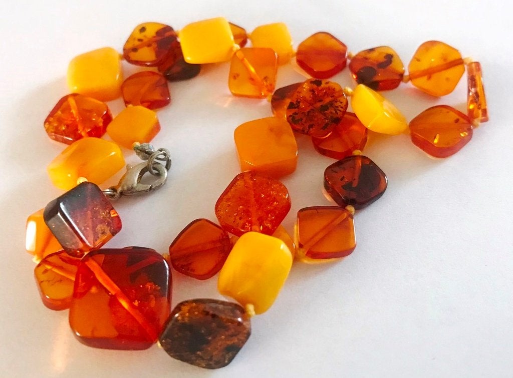 Barnsteen Amber ketting collier, Ophalen, Overige kleuren, Zo goed als nieuw, Steen of Mineraal