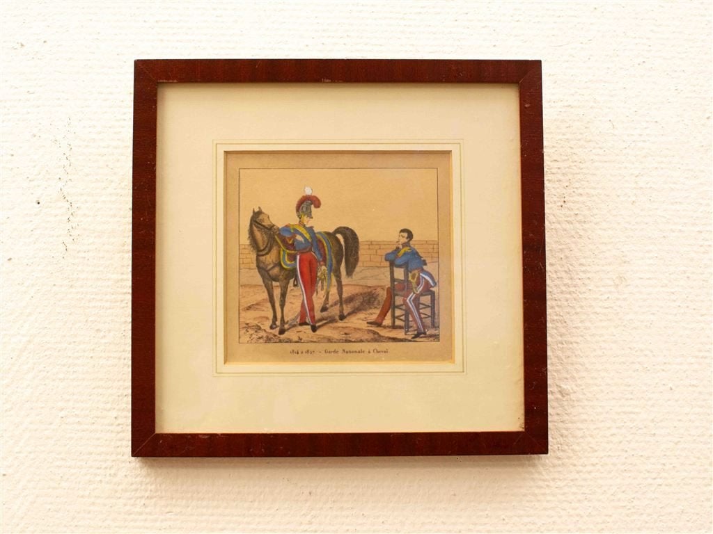Prent 1814 A 1827-Garde Nationale a Cheval 38552, Ophalen of Verzenden, Voor 1940, Gebruikt, Overige onderwerpen