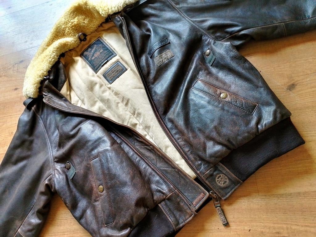 Origineel vintage Nickelson vliegeniersjack!, Kleding | Heren, Bruin, Nickelson, Maat 56/58 (XL), Ophalen of Verzenden