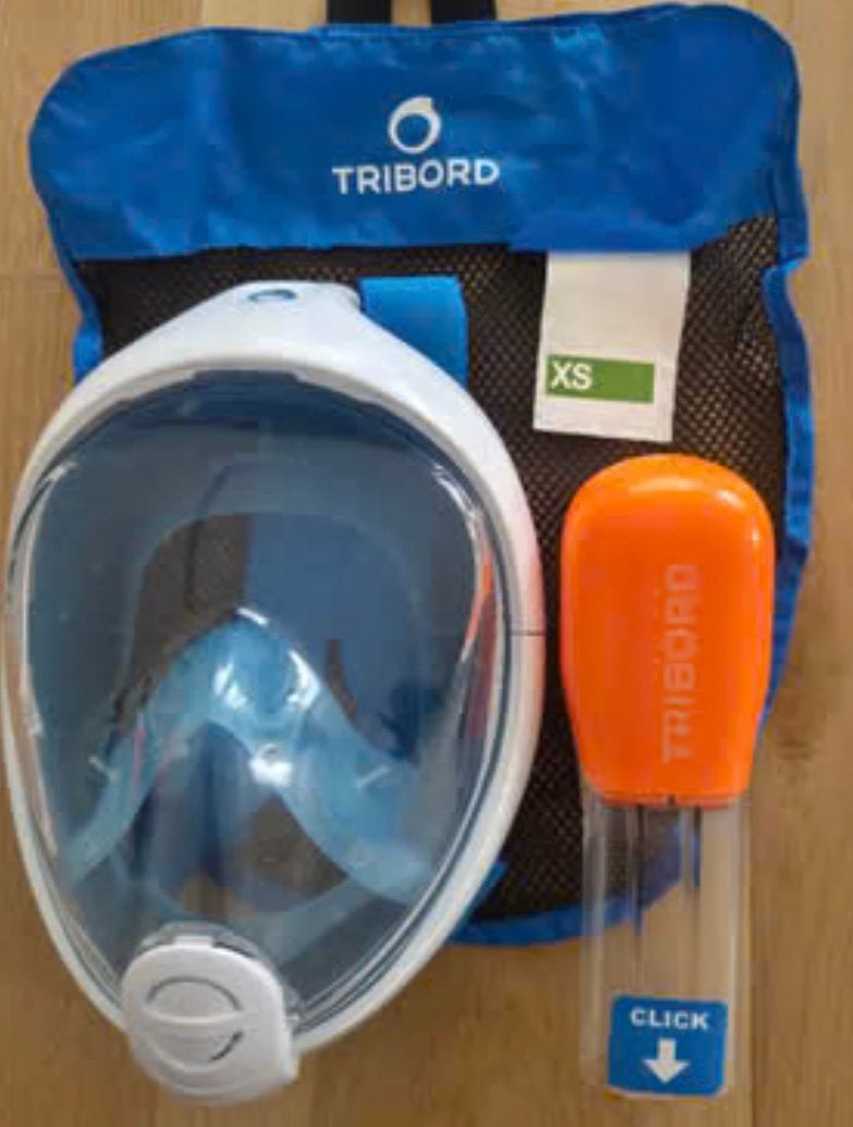 Tribord Easybreath snorkelmasker maat XS 1x gebruikt, Watersport en Boten, Ophalen of Verzenden, Zo goed als nieuw, Snorkelmasker