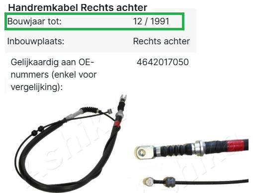 Originele Toyota MR2 SW20 handremkabels tot 12-1991, Ophalen of Verzenden