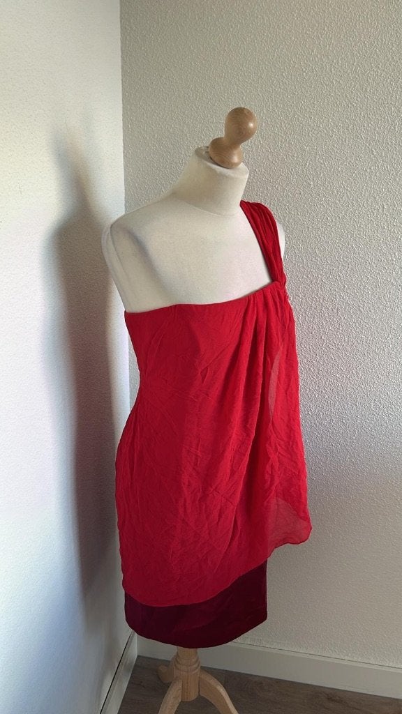 Karen Millen maat 40 rode elegante cocktail jurk 1055, Maat 38/40 (M), Karen Millen, Karen Millen, Ophalen of Verzenden