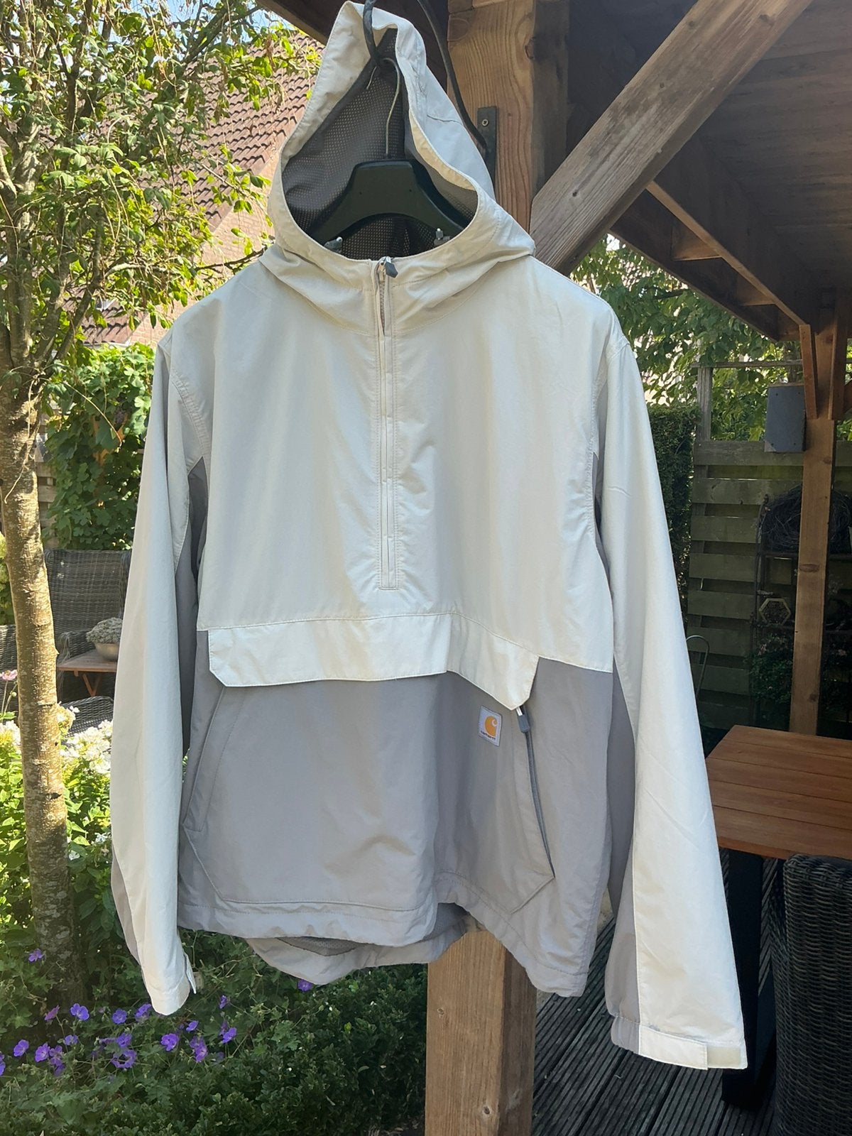 Carhartt Anorak kleur wit/grijs maat L, Kleding | Heren, Jassen | Zomer, Ophalen, Nieuw, Maat 52/54 (L), Meerkleurig